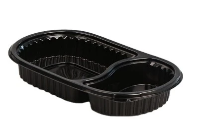 2928 Oval 2 Compartment Food Container