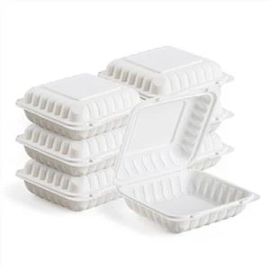 8x8 дюймов Упаковка для жареных куриных чипсов Биоразлагаемый пищевой контейнер Одноразовая полипропиленовая коробка для обеда Микроволновая печь на вынос Навесная коробка