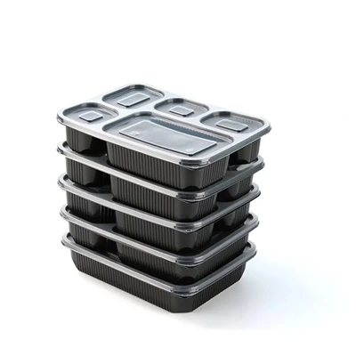 Бесплатный образец черный ресторанный обед Bento Box 2 отсека пластиковый кон...