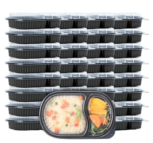 Овальный контейнер для пищевых продуктов с 2 отделениями